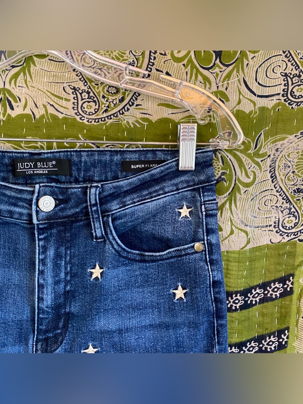 Judy Blue Embroidered Sabrina Star Super Flare Denim Jeans 28 California Casual - Picture 6 of 16